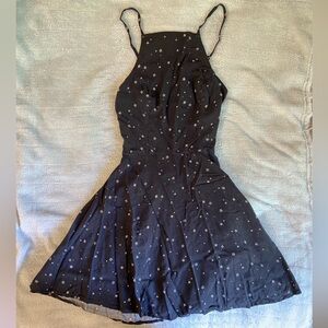 Hollister Star Print High-Neck Black Skater Dress